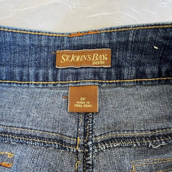 🌞 VTG Y2K St. John’s Bay Denim Bermuda Shorts Blue Jeans Capri Size 8P Petite - Picture 16 of 16